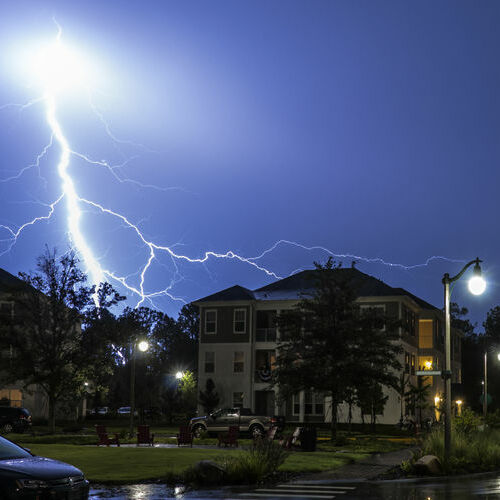 Massive lightning strike in a neighborhood